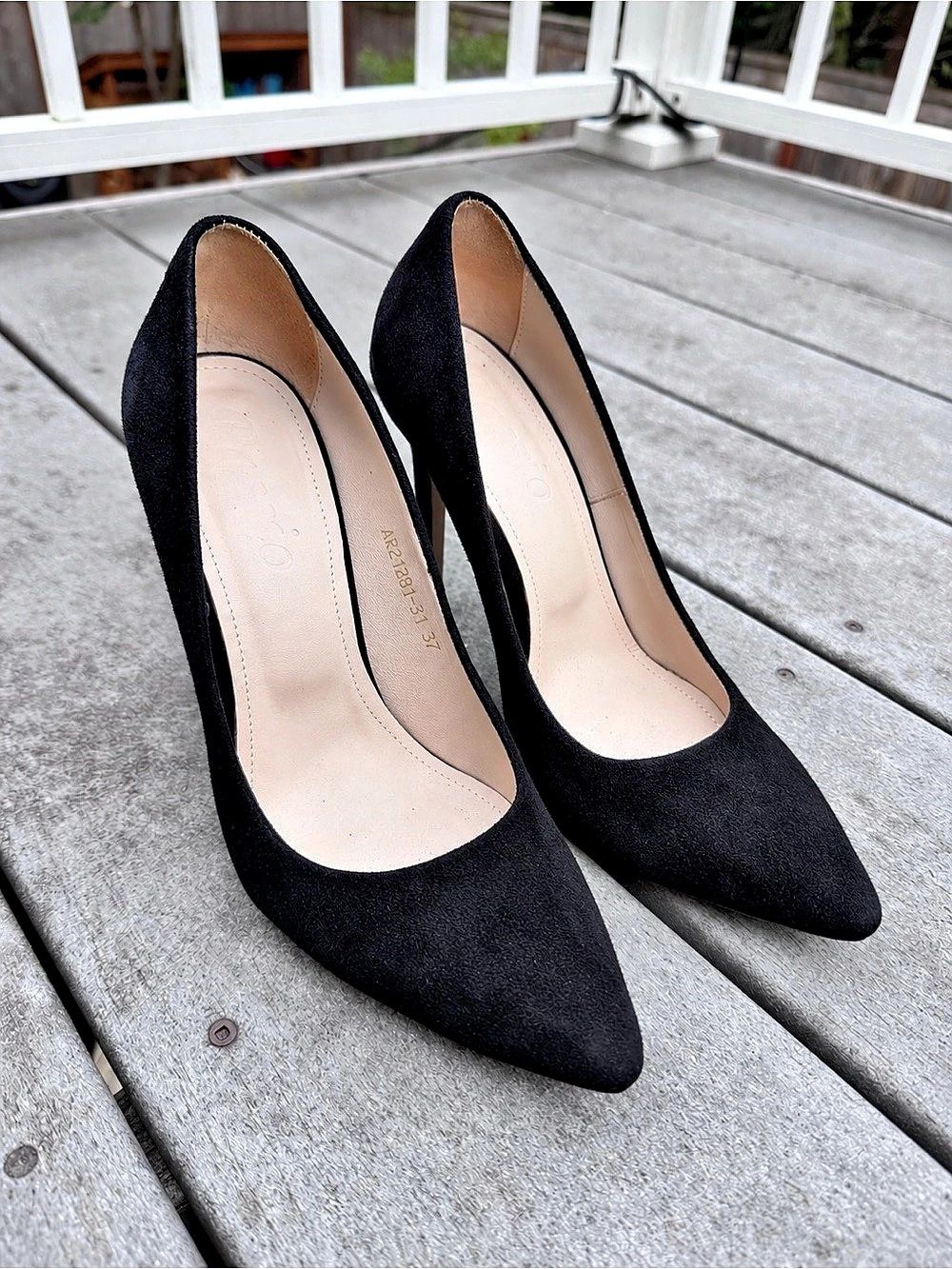 Black Suede Pointed Toe Stiletto Pumps Heels US 6.5